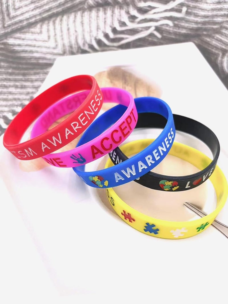 OutstandLong 5 Pack Sport Medical Alert ID Blood Thinner Silicone Bracelet Rubber Medical Awareness Wristbands 7.5" - Image 3